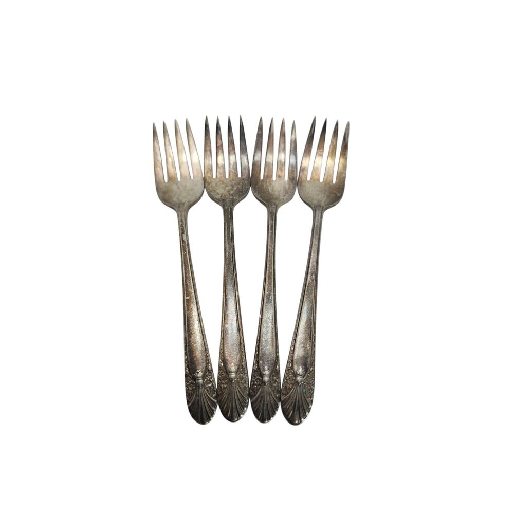 Radiance 1939 Crown Silverplate Salad Forks 6" International Silver Lot of 4 VTG